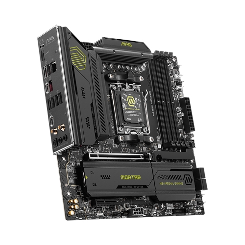 Материнская плата MSI MAG B850M MORTAR WIFI, AM5, AMD B850, 4xDDR5, 4xSATA, 3xM.2, 1xPCIe 5.0 x16, 1xPCIe 4.0 x4, 1xHDMI, 1x5Gb LAN, Wi-Fi 7, Bluetooth 5.4, 1xUSB-C 40Gbps, 1xUSB-C 20Gbps, 5xUSB-A 10Gbps, 2xUSB-A 5Gbps, 4xUSB-A 2.0, 1xS/PDIF, 2x3.5 мм, 7.1, mATX