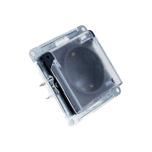 Механизм розетки 1-м СП AtlasDesign Aqua 16А IP44 с заземл. защ. шторки с прозрачной крышкой карбон SchE ATN441046