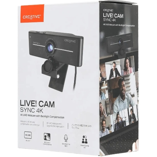 Веб-камера Creative Live! Cam 4K 3840x2160, 30 кадр/с, USB Type-A, микрофон, шторка приватности, универсальное крепление