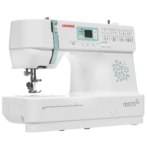 Швейная машина Janome HD6130 белый/зеленый, компьютеризированная, горизонтальный, 30 операций, автоматическая петля