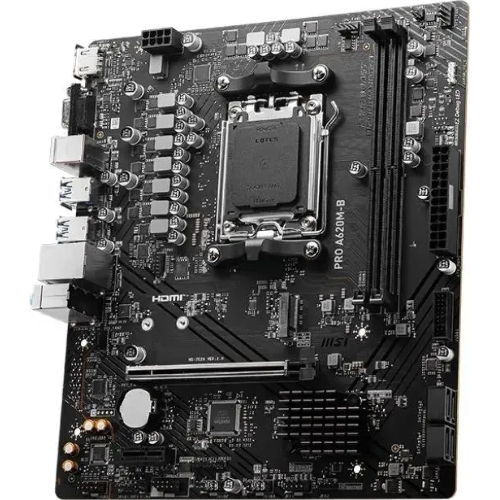 Материнская плата MSI PRO A620M-B, AM5, AMD A620, 2xDDR5, 4xSATA, 1xM.2 (PCIe 4.0 x4), 1xPCIe 4.0 x16, 1xPCIe 3.0 x1, 1xHDMI, 1xVGA, 1x2.5Gb LAN, 6xUSB-A 5Gbps, 6xUSB-A 2.0, 3x3.5 мм, 7.1, mATX