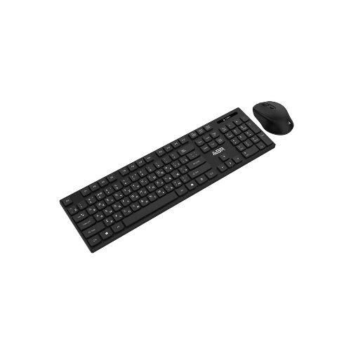 Комплект клавиатура и мышь ABR KW814 черный, интерфейс USB, беспроводной, 2.4G, RU/EN