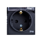 Механизм розетки 1-м СП AtlasDesign Aqua 16А IP44 с заземл. защ. шторки с прозрачной крышкой карбон SchE ATN441046