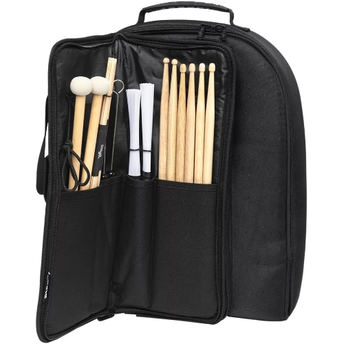 Рюкзак-чехол STAGG DSBACKPACK для 10 пар палочек, усиленный нейлон, много карманов, вес 1,2 кг, чёрный.