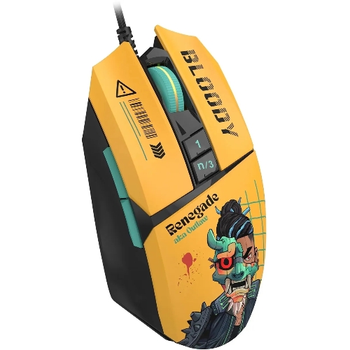 Мышь проводная A4Tech Bloody W63 Max Renegade желтый, 12000 dpi, USB, кнопки - 7
