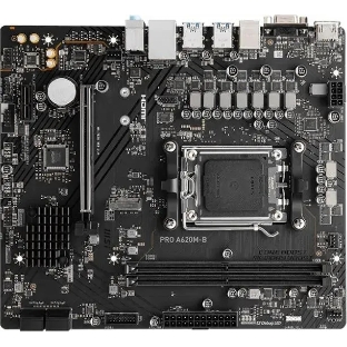 Материнская плата MSI PRO A620M-B, AM5, AMD A620, 2xDDR5, 4xSATA, 1xM.2 (PCIe 4.0 x4), 1xPCIe 4.0 x16, 1xPCIe 3.0 x1, 1xHDMI, 1xVGA, 1x2.5Gb LAN, 6xUSB-A 5Gbps, 6xUSB-A 2.0, 3x3.5 мм, 7.1, mATX