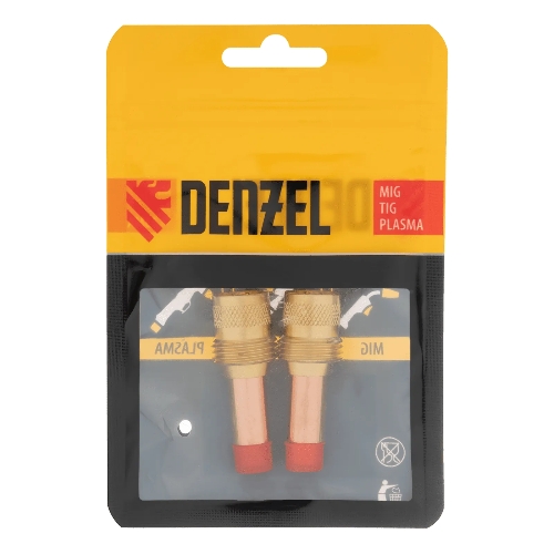Держатель цанги Denzel с газовой линзой для электрода 2,4 мм, 2 шт
