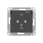 Механизм розетки 1-м СП AtlasDesign Aqua 16А IP44 с заземл. защ. шторки с прозрачной крышкой карбон SchE ATN441046