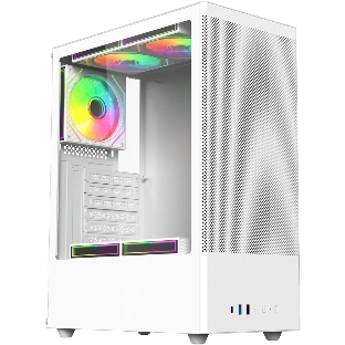 Компьютерный корпус ACD Citadel 108W ATX, Type-C + 2XUSB ports + HD audio combo, Mesh, TG, белый