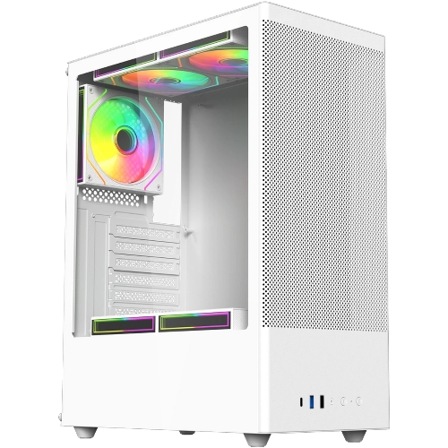Компьютерный корпус ACD Citadel 108W ATX, Type-C + 2XUSB ports + HD audio combo, Mesh, TG, белый