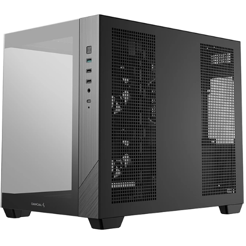 Компьютерный корпус Deepcool CG330 3F без БП, боковое окно (панорама), 3x120мм ARGB PWM вентилятора, черный, mATX
