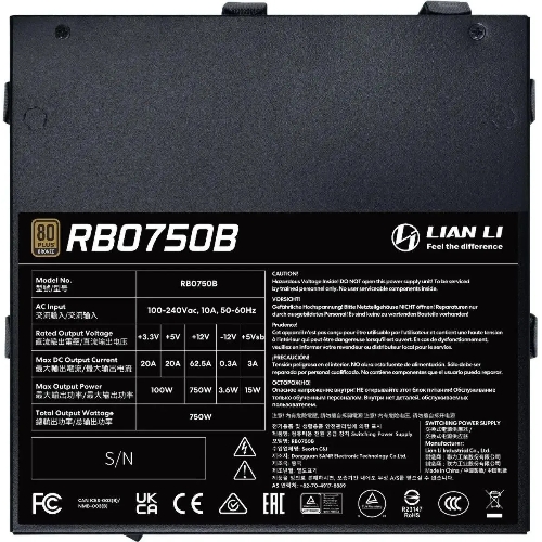 Блок питания Lian-Li ATX 750W BX0750B Gen.5 80+ bronze (20+4pin) APFC 120мм fan 12xSATA RTL