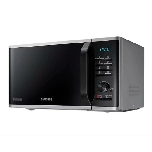 Микроволновая печь Samsung MG23K3515AS/BW серебристый/черный, 23 л, 800 Вт, переключатели - кнопки, поворотный механизм