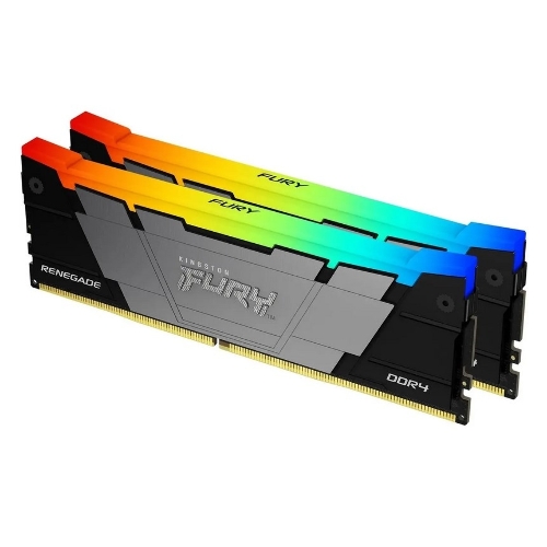 Оперативная память Kingston Fury Renegade, DDR4, 32GB (2x16GB), 3200MHz, CL16, DIMM, с радиатором, RGB, серебристый/черный