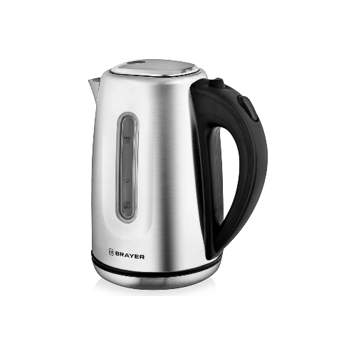 Чайник электрический BRAYER BR1014, 2200 Вт, 1.7 л, нержав.сталь, индикат. уровн. воды, автоотключ