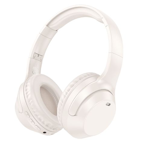 Беспроводные/проводные наушники Borofone BO26 Milky белый, накладные, Bluetooth 5.3 + проводной, складная конструкция, микрофон, до 40 ч