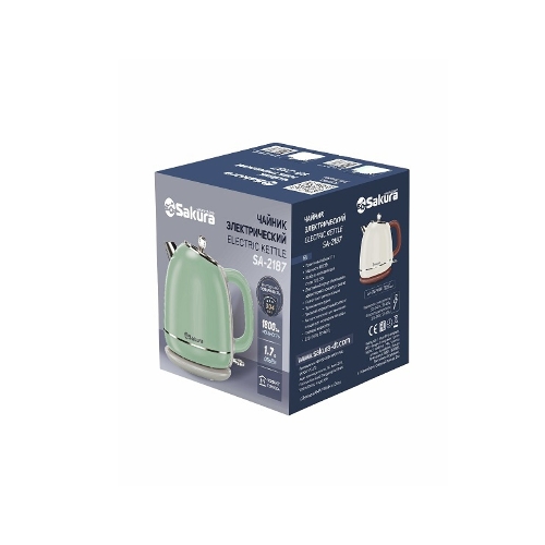 Чайник электрический Sakura SA-2187GR 1.7 л, зеленый/серый