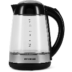 Чайник электрический Hyundai HYK-G3803 1.7 л, 2200 Вт, черный/серебристый (корпус: стекло)