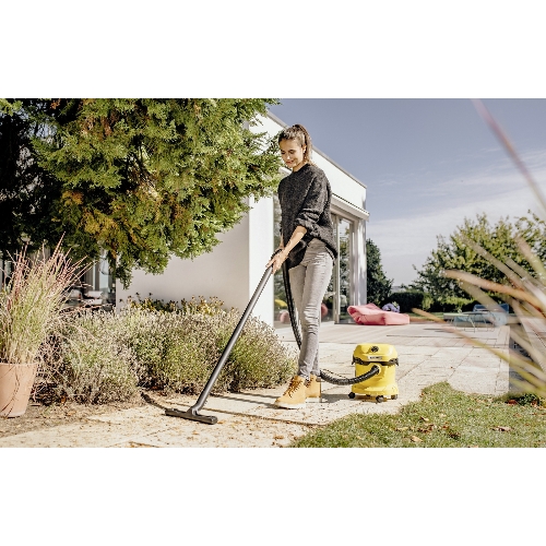 Хозяйственный пылесос Karcher WD 2 Plus V-12/6/18/C желтый, 1000 Вт, уборка сухая/влажная, пылесборник мешок/контейнер, 12 л