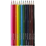 Карандаши цветные Silwerhof Color 2.8мм, шестигранный профиль, дерево, ассорти, 12 цветов, коробка с европодвесом