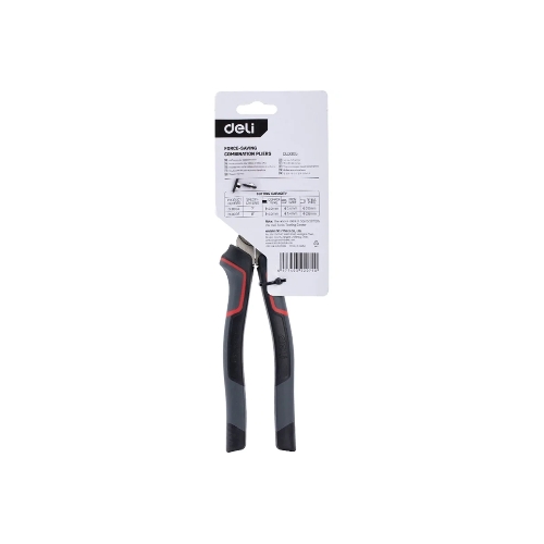 Комбинированные плоскогубцы Deli DL0005 200 мм, Cr-V, эксцентриковый шарнир, антикоррозийное покрытие, трехкомпонентная прорезиненная рукоять