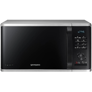 Микроволновая печь Samsung MG23K3515AS/BW серебристый/черный, 23 л, 800 Вт, переключатели - кнопки, поворотный механизм