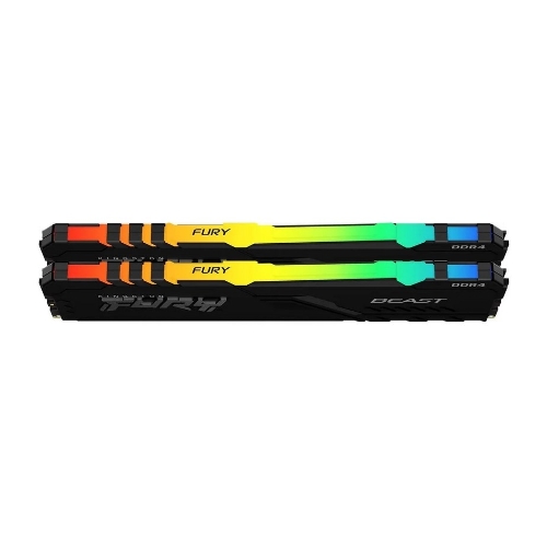 Оперативная память Kingston Fury Beast, DDR4, 16GB (2x8GB), 3200MHz, CL16, DIMM, с радиатором, RGB, черный