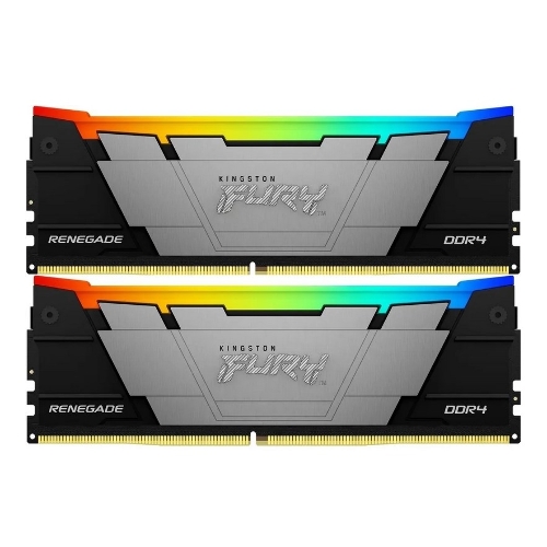 Оперативная память Kingston Fury Renegade, DDR4, 32GB (2x16GB), 3200MHz, CL16, DIMM, с радиатором, RGB, серебристый/черный