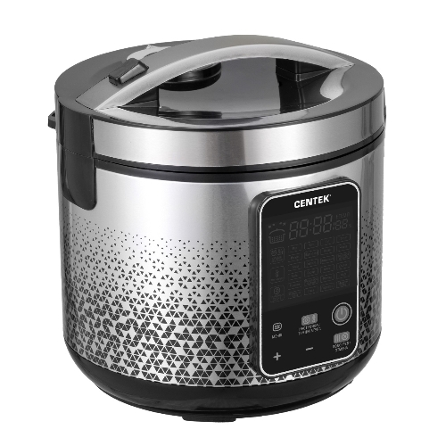 Мультиварка Centek CT-1499 черный/сталь, 900 Вт, 5.0 л, 25 программ, мультиповар, антиприг. покрытие