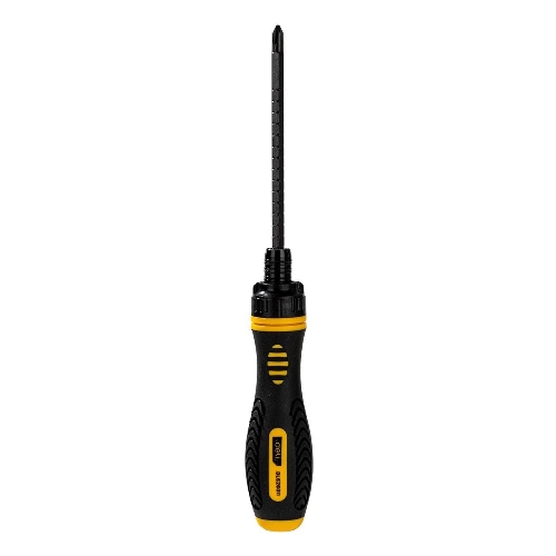 Двухсторонняя отвертка с трещеткой Deli DL626011 PH2+SL6x180 мм 6/PH2x180мм. Материал биты: Cr-V. Общая длина: 180-230 мм. Диаметр хвостовика: 6,3 мм.