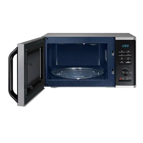 Микроволновая печь Samsung MG23K3515AS/BW серебристый/черный, 23 л, 800 Вт, переключатели - кнопки, поворотный механизм