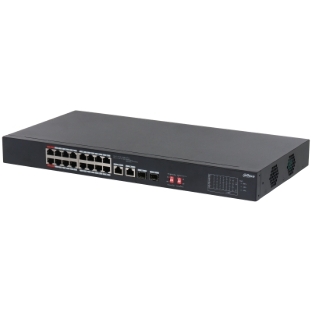 Коммутатор Dahua DH-S3218-16ET-190, 16×100 Мбит/с + 2×1 Гбит/с Combo, неуправляемый