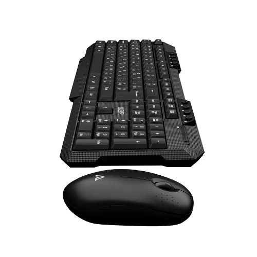 Комплект клавиатура и мышь ABR KW807 черный, интерфейс USB, беспроводной, 2.4G, RU/EN