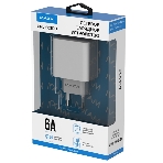 Сетевое зарядное устройство Maxvi CHL-602PD 30W, 6A, QC 3.0, 1xUSB-A, 1xUSB-C, белый