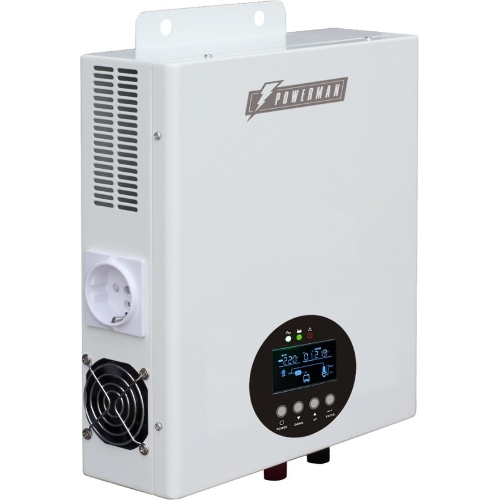 Источник бесперебойного питания ИБП POWERMAN Smart 800 HYBRID, линейно-интерактивный, 800ВА/480Вт, 165-265В, 2 евророзетки, внешняя свинцово-кислотная (AGM, GEL, FB) или LiFePO4 батарея на 12В емкостью от 55Ач (не входит в комплект поставки), ток заряда до 15А, ЖК-дисплей, навесной, 310мм х 270мм х 85мм, 6.6кг.
