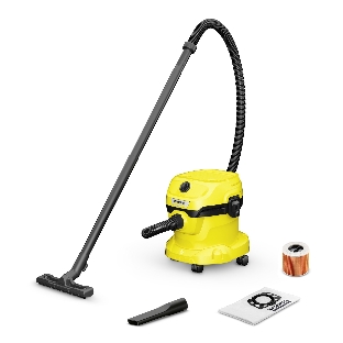 Хозяйственный пылесос Karcher WD 2 Plus V-12/6/18/C желтый, 1000 Вт, уборка сухая/влажная, пылесборник мешок/контейнер, 12 л