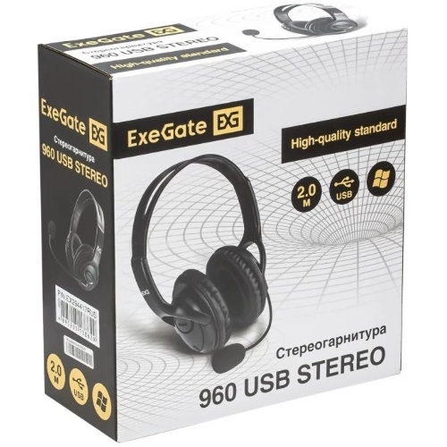 Гарнитура проводная полноразмерная с микрофоном (гарнитура) ExeGate 960 USB STEREO