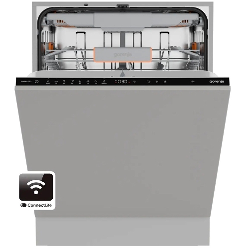 Посудомоечная машина встраиваемая Gorenje GV673B65 16 комплектов, 3 корзины, инверторный мотор, отсрочка старта, Wi-Fi управление, сенсорное управление, полный AquaStop, сенсор уровня воды, энергоэффективность А+++, уровень шума 42 дБ, белый