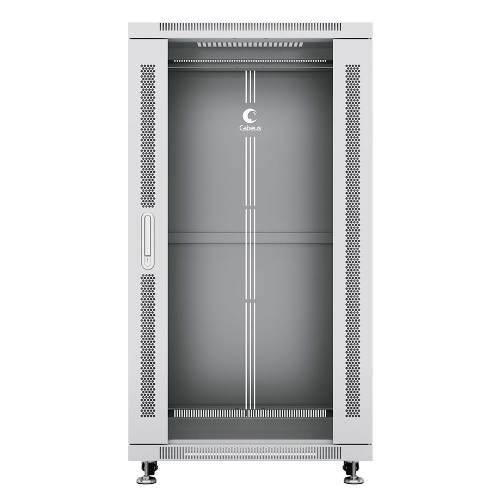 Шкаф телекоммуникационный напольный Cabeus SH-05C-12U60/80 серый, IP20, 12U, 730х600х800 мм (ВхШхГ), дверь: стекло, разборный