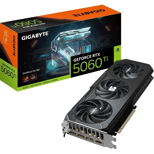 Видеокарта Gigabyte GeForce RTX 5060 Ti Gaming OC, NVIDIA RTX 5060 Ti, 8 ГБ GDDR7, 128 бит, PCI-e 5.0, 1xHDMI, 3xDP, 2647 МГц