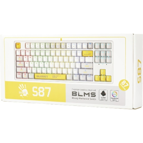 Клавиатура проводная A4Tech Bloody S87 Energy (S87 USB ENERGY WHITE) USB белый/желтый