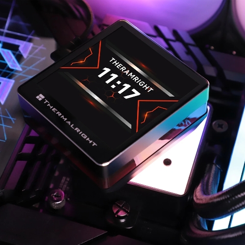 Водяное охлаждение для процессора Thermalright Grand Vision 240 (240mm, LED, Black, ARGB/Fans: 2x120mm, 80.45CFM, 29.4dBA, 2150RPM/Pump height 72.5mm, 6400RPM, Rad thickness 27mm/S: 1700, 1200, 1851, 115X, 2011, 2066, AM5, AM4)
