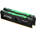 Оперативная память Kingston Fury Beast, DDR4, 16GB (2x8GB), 3200MHz, CL16, DIMM, с радиатором, RGB, черный