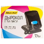 Дырокол Silwerhof Vis, до 55 листов, металл черный, отверстий: 2, с линейкой