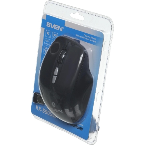 Мышь беспроводная SVEN RX-590SW черный, 1600 dpi, радиоканал, Bluetooth, USB, кнопки - 7
