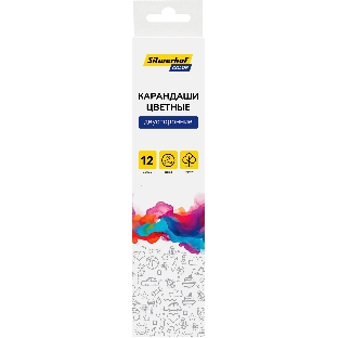 Карандаши цветные Silwerhof Color двухцветные 2.8м м, круглый профиль, дерево, ассорти, 12 цветов, коробка с европодвесом (6 шт)