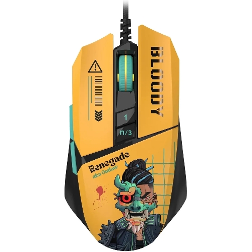 Мышь проводная A4Tech Bloody W63 Max Renegade желтый, 12000 dpi, USB, кнопки - 7