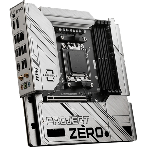 Материнская плата MSI B650M PROJECT ZERO, AM5, AMD B650, 4xDDR5, 4xSATA, 2xM.2, 1xPCIe 4.0 x16, 1xPCIe x1, 1xDP, 1xHDMI, 1x 2.5Gb LAN, 2xUSB-A 2.0, 2xUSB 3.2 Gen 1, 3xUSB 3.2 Gen 2, 3x3.5 мм, 7.1, mATX