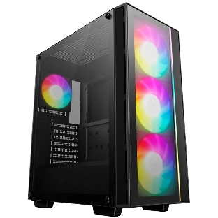 Компьютерный корпус Deepcool MATREXX 55 V4 без БП, боковое окно (закаленное стекло), 3xARGb LED 140мм вентилятора спереди, 1xARGb LED 120мм вентилятор сзади, черный, ATX