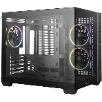 Компьютерный корпус Deepcool CG330 3F без БП, боковое окно (панорама), 3x120мм ARGB PWM вентилятора, черный, mATX